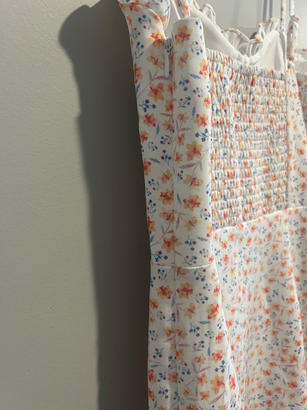 French Connection White Floral Slip Dress with Orange and Blue Accents - Picture 5 of 8